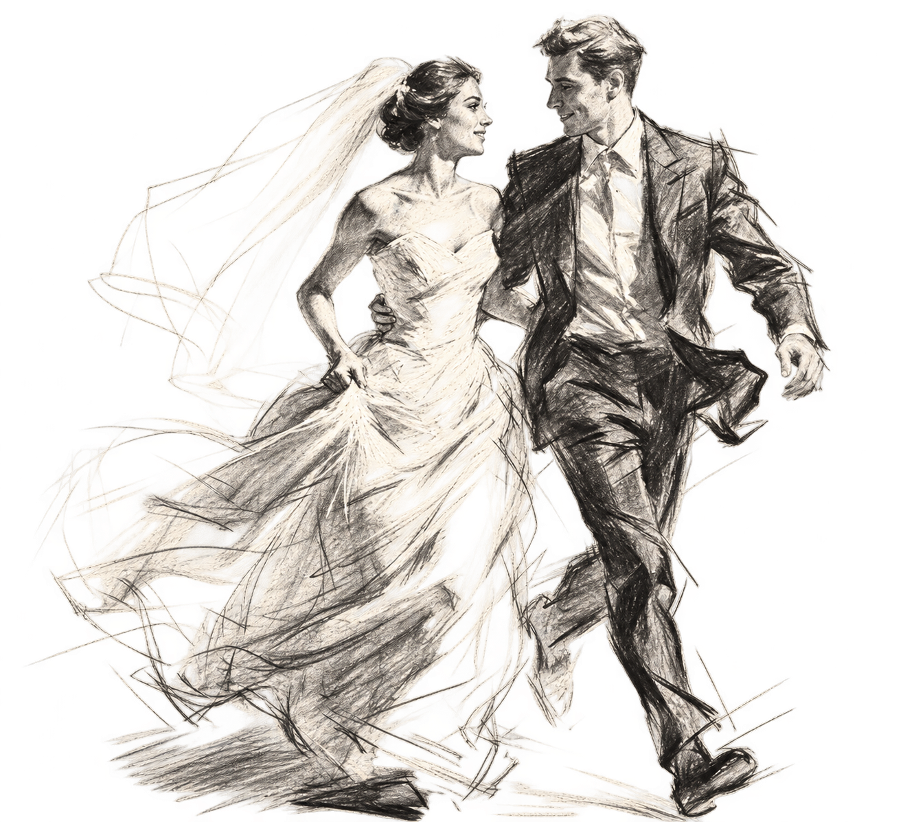 Ilustración editorial de una pareja celebrando